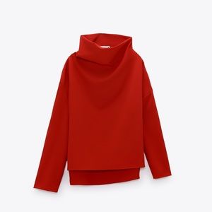 Women Zara shirt HIGH NECK SHIRT red